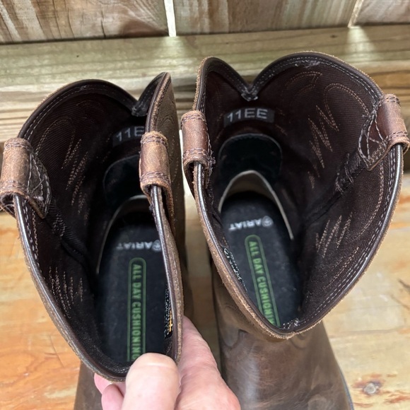Ariat Brown Leather & Suede Groundbreaker Soft Round Toe Work Boots Size 11EE - Picture 13 of 15